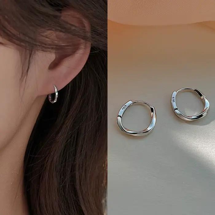 Boucles d'oreilles rondes en argent Sterling 925 pour femmes