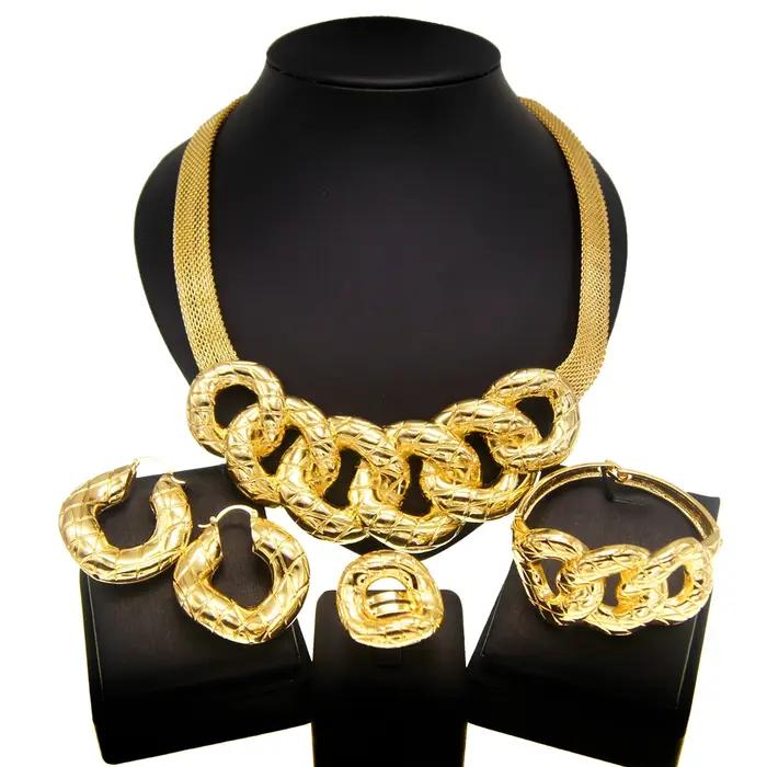 Ensemble de bijoux pour femmes en or de dubaï: collier circulaire