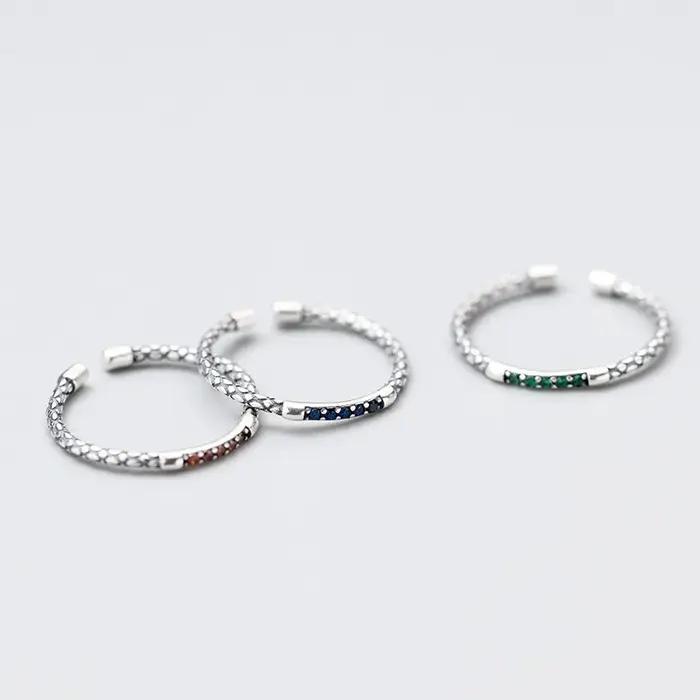Bagues Serpentine en argent Sterling 925 pour femmes, pierres précieuses Zirconium bleu rouge verte, bijoux de cocktail classiques pour événements formels