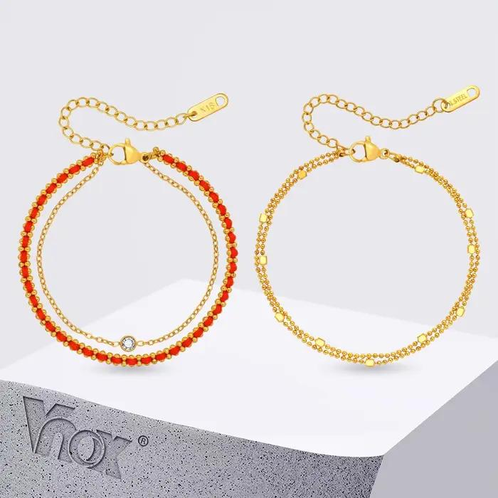 Bracelet Porte-Bonheur en Corde Rouge et Métal Plaqué Or Brun Rougeâtre pour Femmes Occasions Spéciales Mémorables Tendances Bijoux Cadeaux