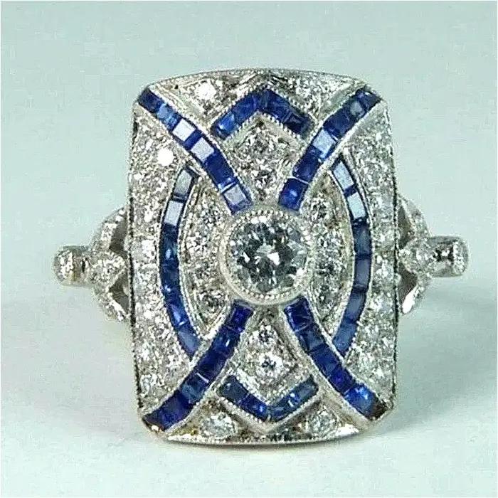 Bague en argent plaqué et zircon synthétique pour femme, design géométrique, bijou de mode pour occasions spéciales et cadeaux d'anniversaire