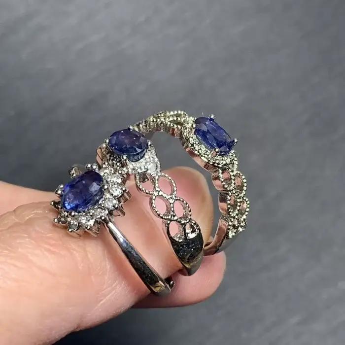 Bague en saphir naturel réglable pour femme, bijoux pour femme, cadeau, vente en gros, haute qualité, vintage, raffiné