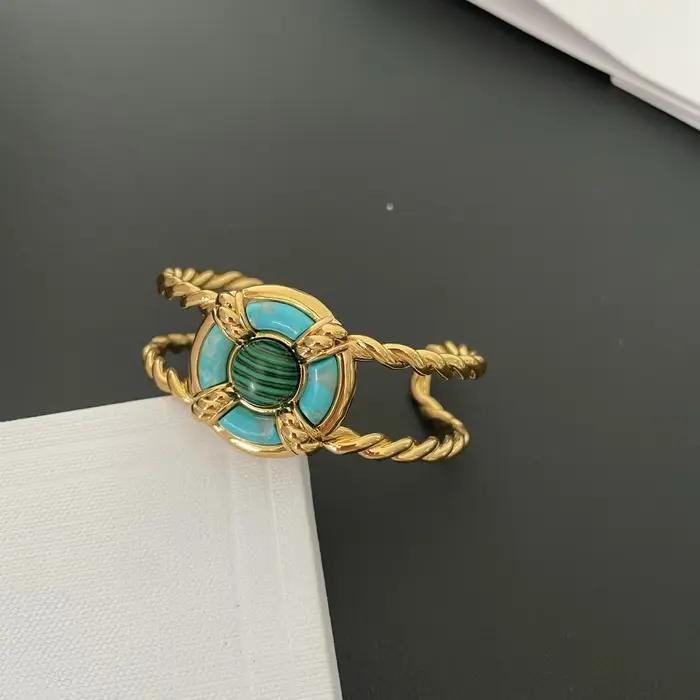 Collier et bracelet avec pendentif turquoise de marque de mode pour femme