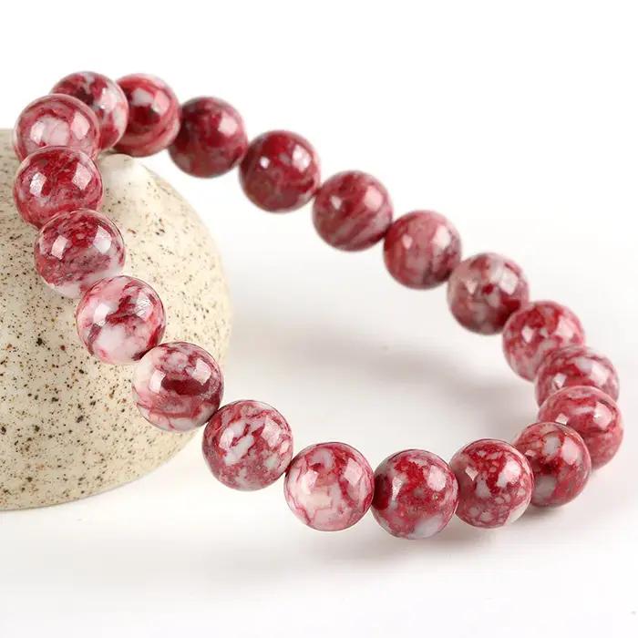 Bracelet Rare en jaspe Oriental rouge naturel