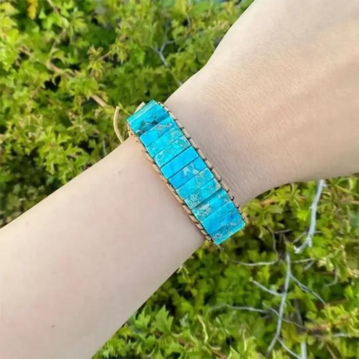 Bracelet en pierre d'empereur coloré pour hommes et femmes, 7 Chakra, corde tressée, Bracelet de poignet tissé, bijoux à la mode, cadeau