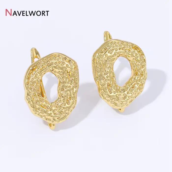 Crochets de boucles d'oreilles ovales plaqués or 18 carats en laiton, fermoirs creux hypoallergéniques, matériaux de fabrication de bijoux DIY