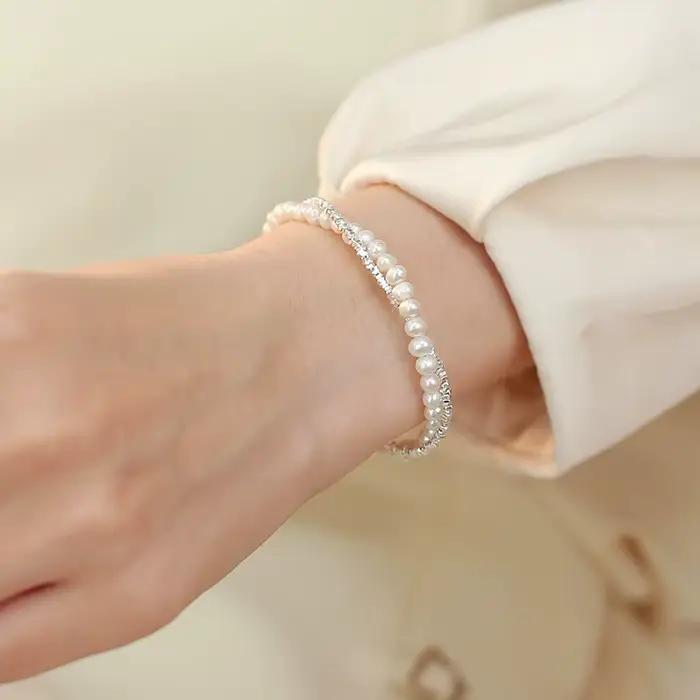 Bracelets de perles en argent Sterling 925 pour femmes et filles