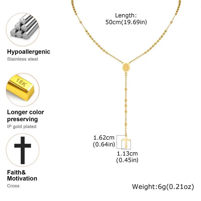 Collier en forme de croix de la Vierge Marie pour femmes chaîne à maillons en acier inoxydable colliers de prière cadeau de bijo