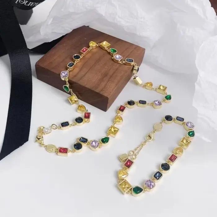 Ensemble de bijoux de luxe pour femmes en argent sterling 925 et or rose 18 carats avec pierres précieuses colorées pour les occasions spéciales