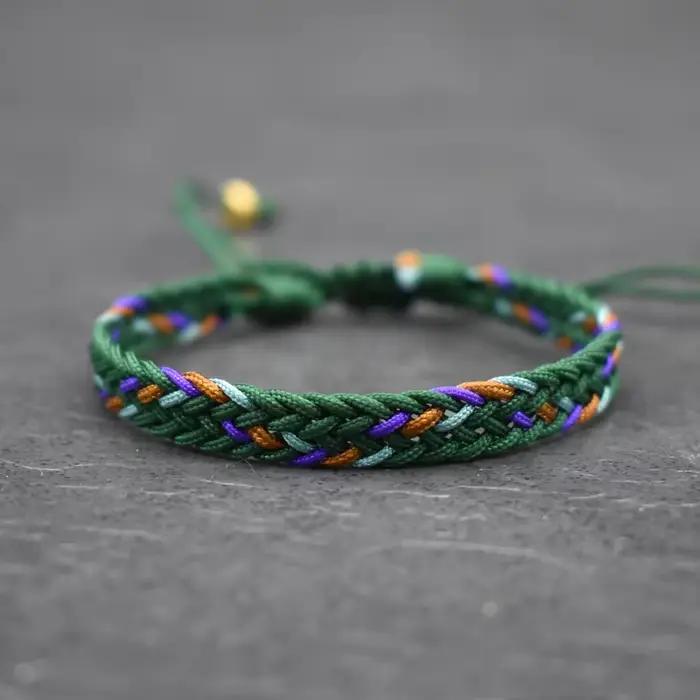 Bracelets d'amitié tressés en forme de bohémien coloré, tissage ethnique multicolore texturé, réglable, cadeau pour Couple