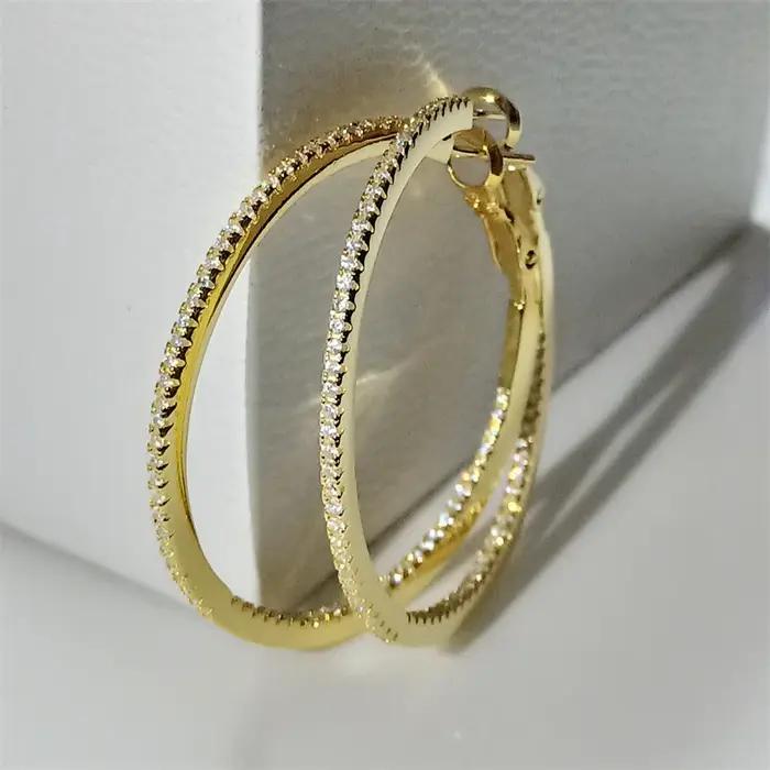Boucles d'oreilles créoles en argent 925 plaquées or 18 carats pour femmes occasions spéciales cadeaux pour petites amies anniversaires partys