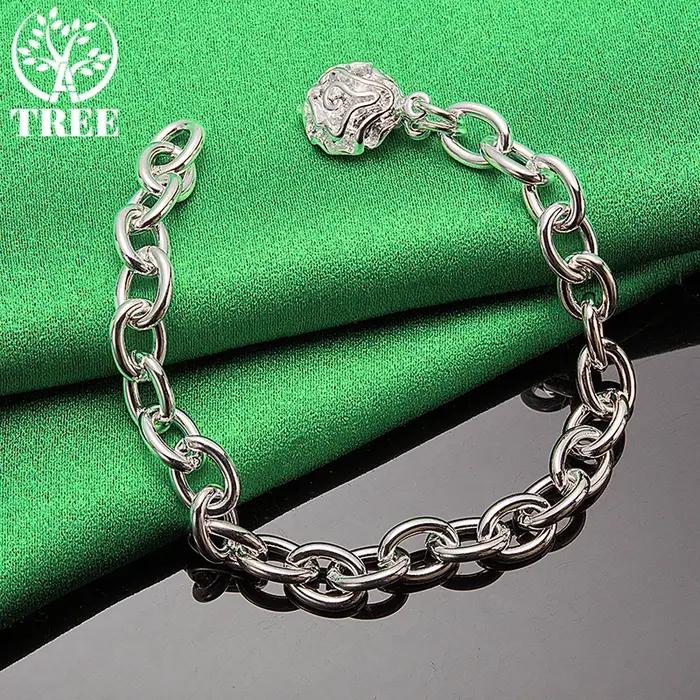 Bracelet à chaîne avec pendentif fleur rose en or 18 carats pour femmes