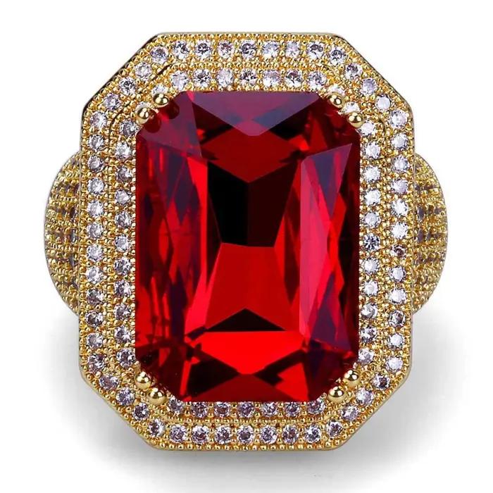 Bague Hip Hop de luxe haut de gamme plaquée or