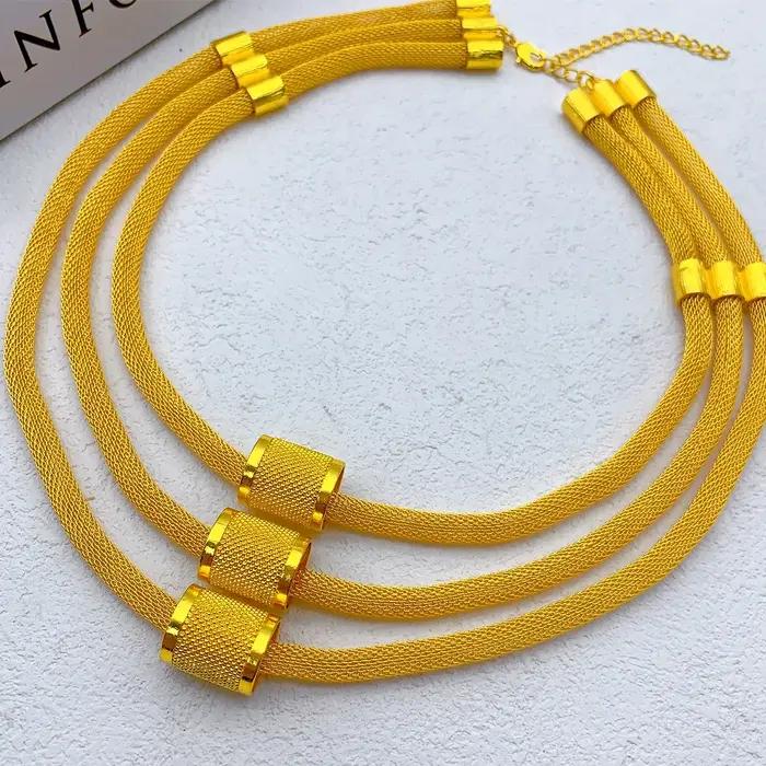 Ensemble collier et boucles d'oreilles multicouches éthiopiens de luxe pour femmes