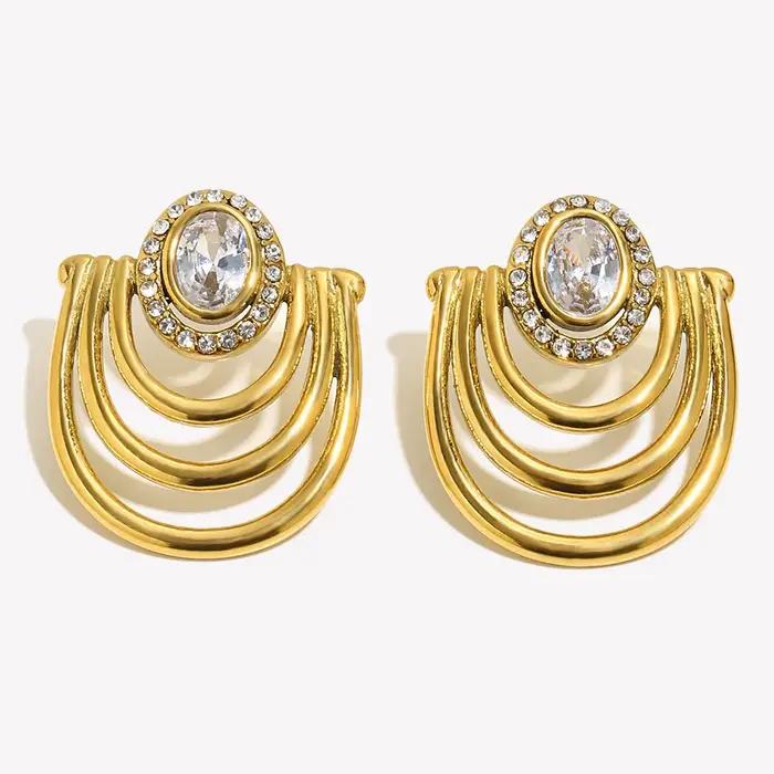 E.B.belle Boucles d'oreilles clous en acier inoxydable plaqué or