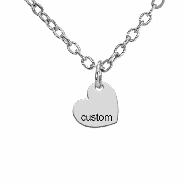 Collier Cœur Personnalisé Gravé avec Nom pour Couples, Hommes et Femmes, Cadeau Personnalisé pour Fa