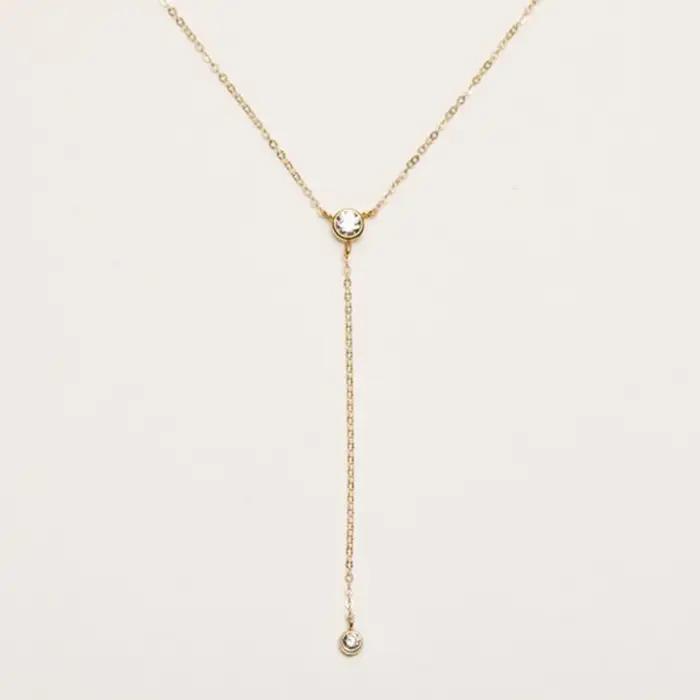 Collier Ras du Cou Rempli d'Or en Y pour Femme