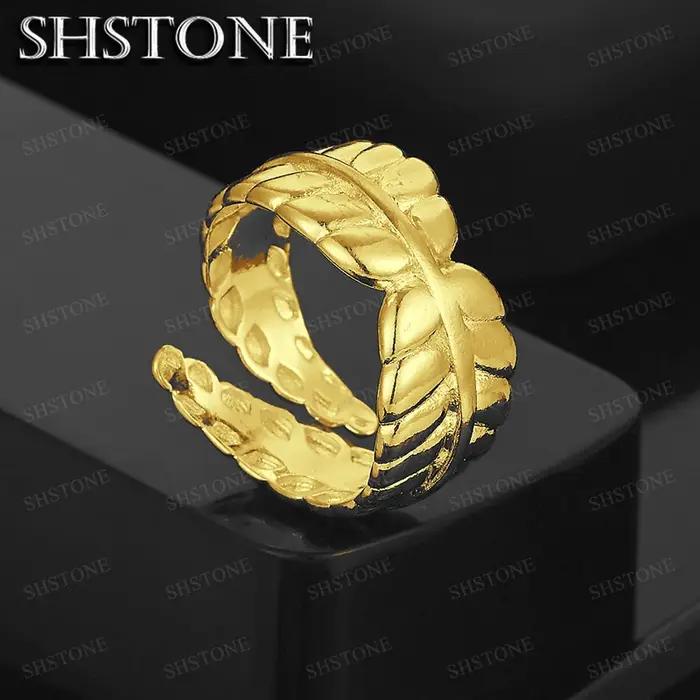 Bague en or 18 carats avec plume dorée pour femmes
