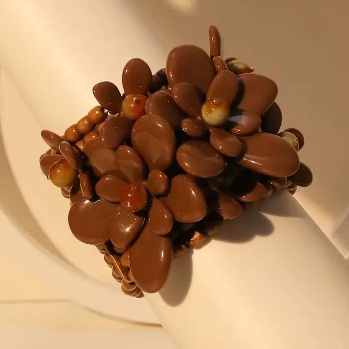 Bracelet de perles fait main avec fleur pour femme, bracelet de cheville vintage, accessoires de déclaration