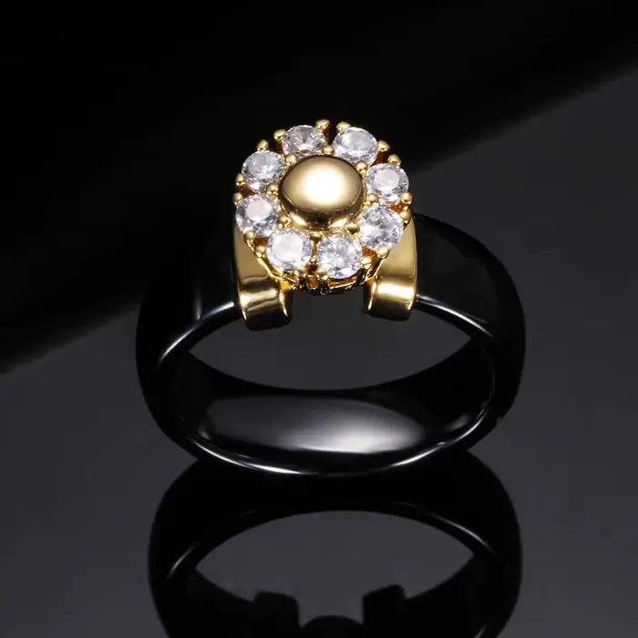 Bagues en céramique noire et blanche pour femmes, matiques de fiançailles en acier inoxydable, matiques d'amour élégantes, bijoux en céramique