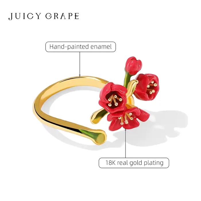 JUICY GRAPE-Bague fleur de bégonie rouge pour femme