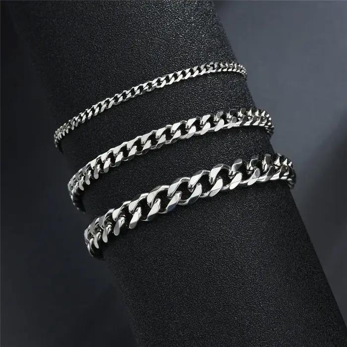 LETAPI mode acier inoxydable gourmette chaîne cubaine Bracelet pour hommes femmes Hip Hop Couple unisexe poignet main bijoux cadeau fête