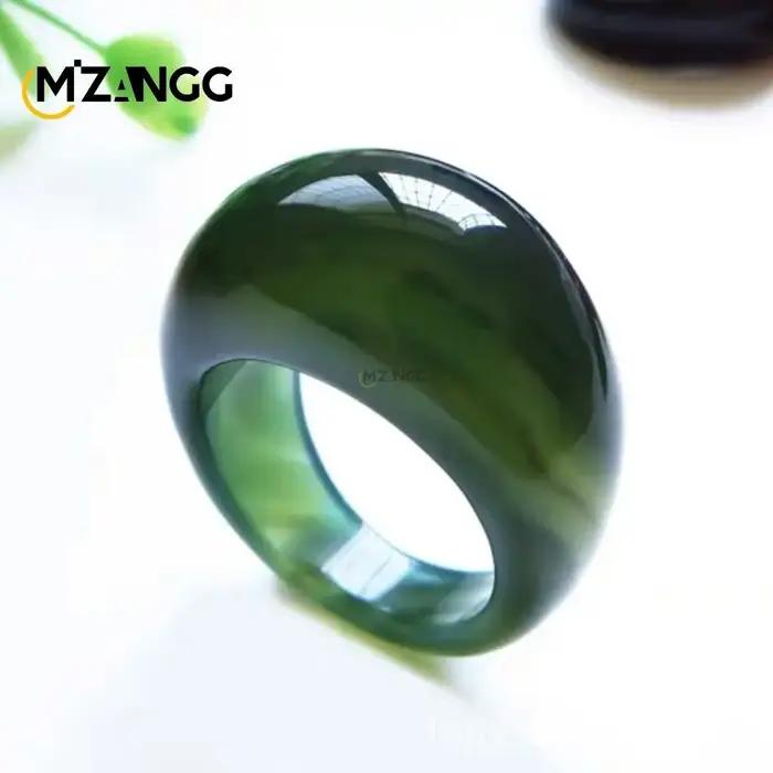 Bague en Agate naturelle et calcédoine pour hommes et femmes, ornements en Agate, pendentif en Jade