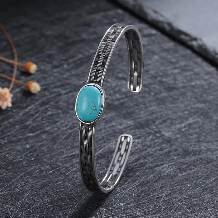 Bracelet en argent Vintage en Labradorite naturelle, œil de tigre, réglable, bijoux fins pour femmes, cadeau de saint valentin