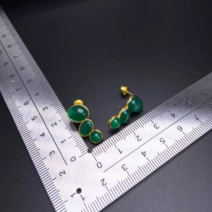 Boucles d'oreilles élégantes en Agate verte naturelle