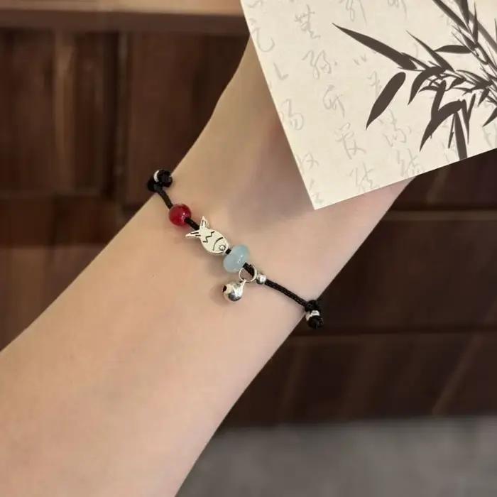Bracelet en cordon tressé pour bijoux, 2 pièces, pour meilleurs amis, couples, bracelets d'amitié assortis, corde noire et rouge