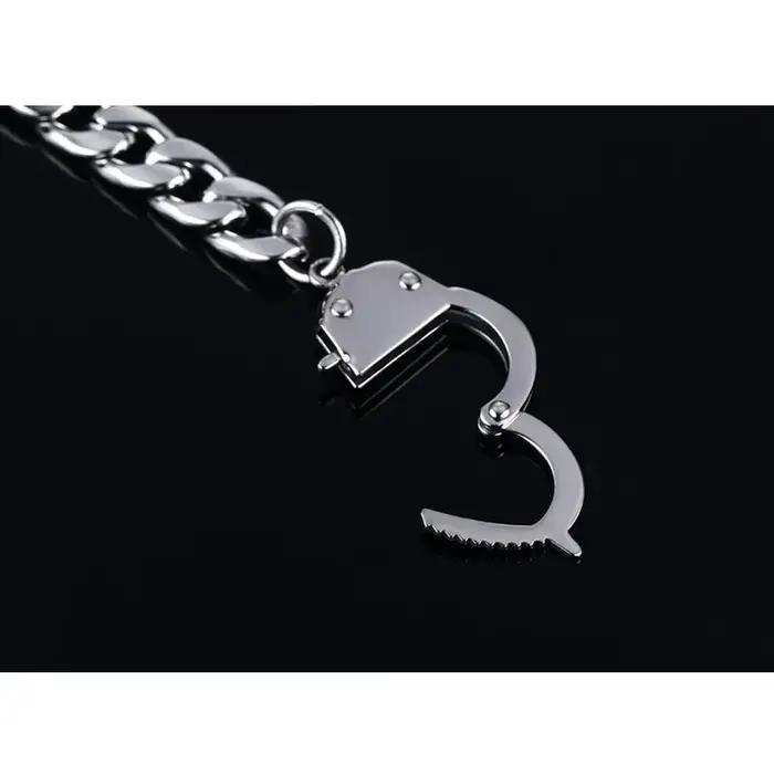 Bracelet en acier inoxydable plaqué argent forme menotte élégant pour homme femme occasions diverses cadeau original