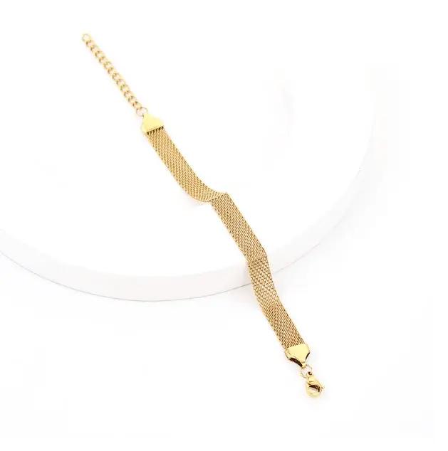 ZMZY Bracelet de Tennis en maille européenne pour femmes mode plaqué or chaîne en acier inoxydable b