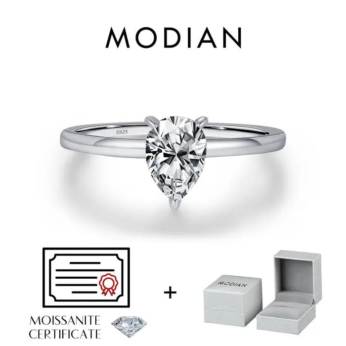MODIAN D couleur poire coupe Moissanite bague 925 en argent Sterling goutte d'eau laboratoire diamant anneaux de mariage pour les femmes de mariage bijoux fins