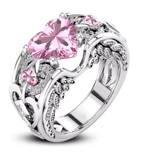 Bague multicolore en argent regardé 925 avec cœur d'amour
