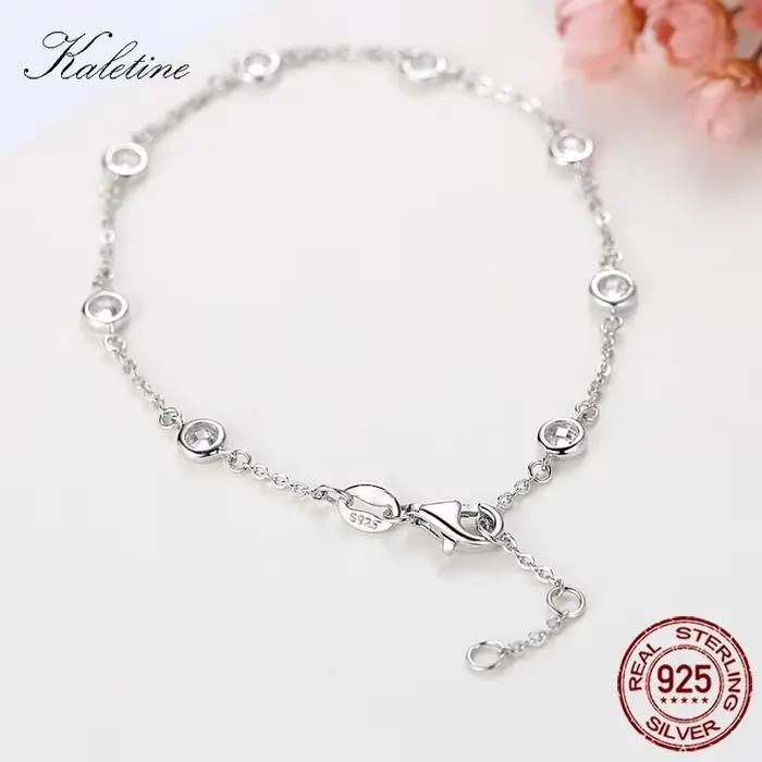 Kaletine – Bracelet en argent Sterling 925 pour femmes, avec CZ transparent, personnalisé, couleur or blanc, bijoux de fierté, KLTB096