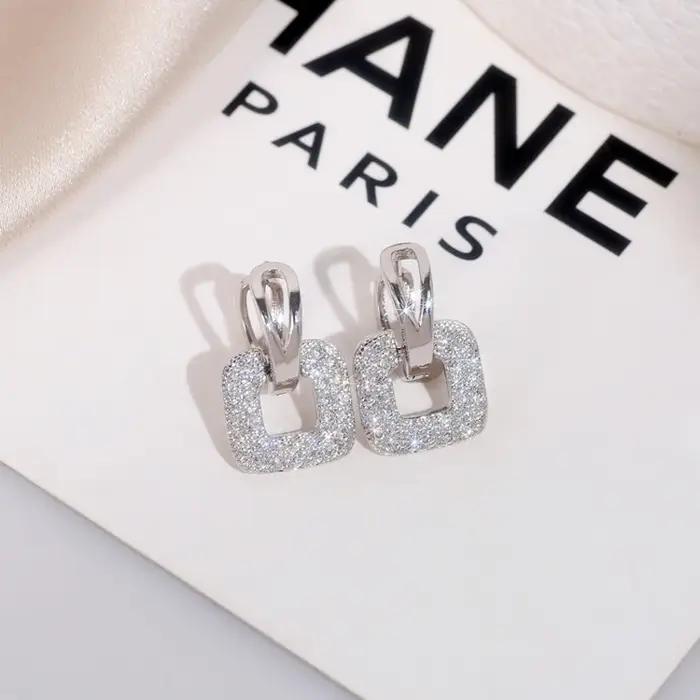 Boucles d'oreilles créoles en argent regardé 925 pour femmes