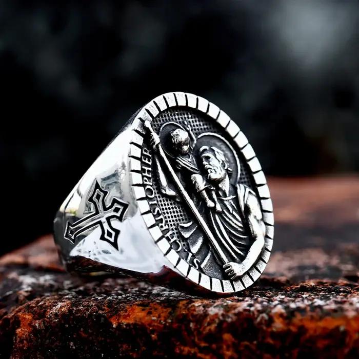 Bague Vintage en Acier Inoxydable 316L pour Hommes Style Punk Motard Mode Bijoux de la Renaissance Occasions Spéciales