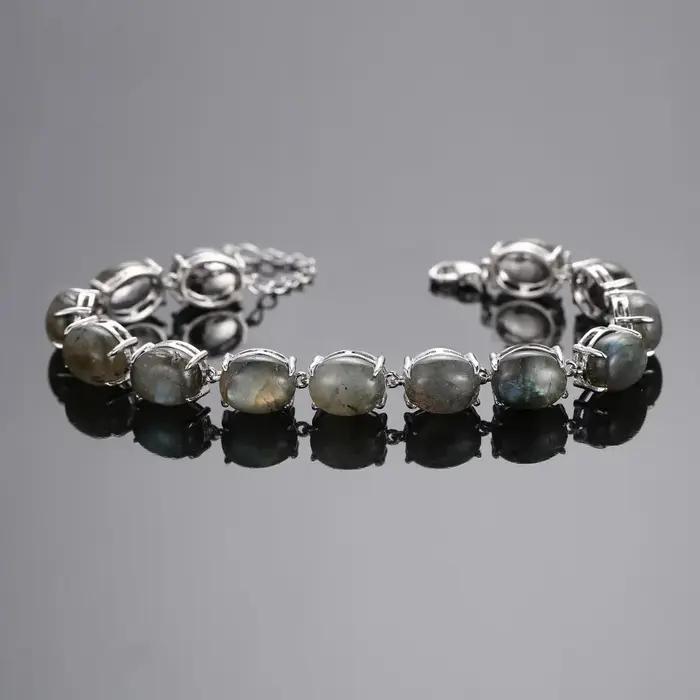 Bracelet en améthyste naturelle Labradorite Turquoise plaqué argent 925 pour femmes occasions spéciales engagement anniversaire fête