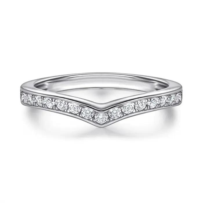 Vinregem 1.2 CT coupe ronde laboratoire créé saphir gemmes mariage bague de fiançailles ensembles 2 pièces 925 en argent Sterling bijoux fins en gros