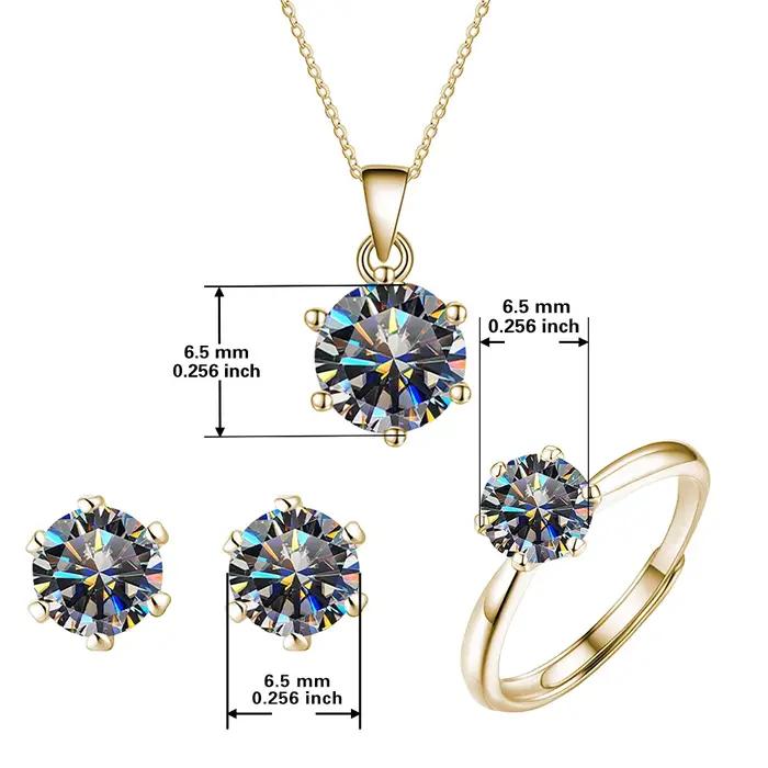 Ensemble de bijoux en moissanite certifiée pour femmes et hommes, pendentif, boucles d'oreilles et bague, cadeau pour occasions spéciales et anniversaires