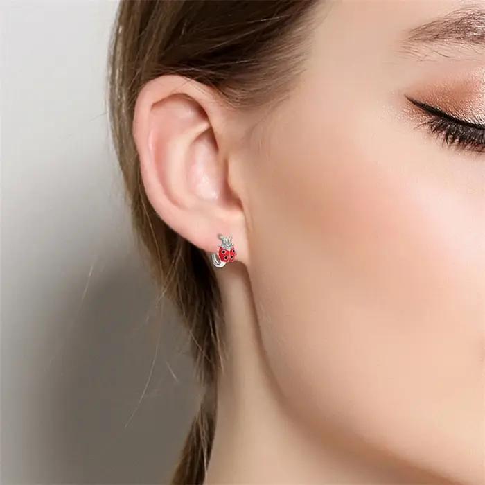 Boucles d'oreilles Double cerceau en argent Sterling 100% pour femmes