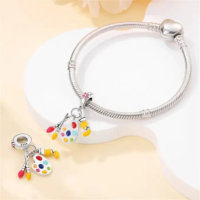 925 argent ajustement 925 Bracelets originaux symbole de musique plaque de dessin boîte à médicaments série carrière breloques perles pour bijoux à bricoler soi-même