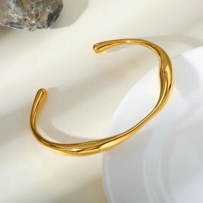 Bracelets manchette pour femmes réglables, bracelet manchette ouvert plaqué or 18 carats, bijoux de