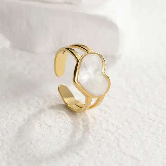 Bague en pierre plaquée or pour femme, matiques ouvertes réglables, bijoux bohèmes vintage, cadeau d'anniversaire, nouveau design, mode 2024