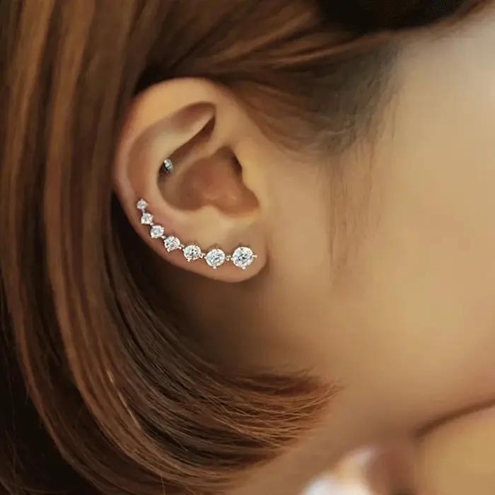 Boucles d'oreilles en argent sterling 925 serties de zirconium blanc modernes pour femmes occasions d'engagement