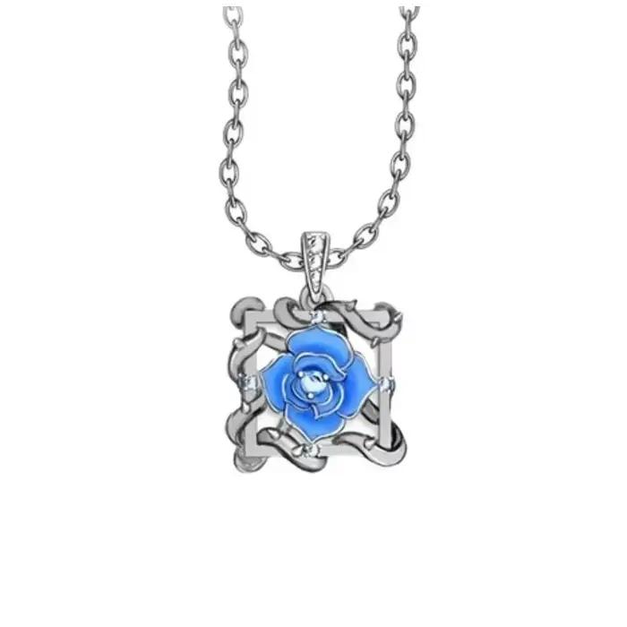 Collier Cosplay Anime Ado unisexe Rock Blue Rose, ras du cou pour Couple, chaîne de clavicule à la m