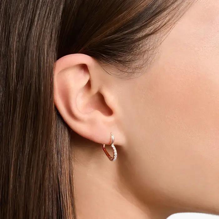 Boucles d'oreilles en forme de cœur en or Rose pour femmes