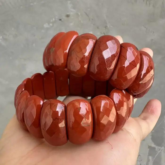 Bracelet en pierres naturelles rouge jaspe géométrique pour femme décontracté sportif occasions spéciales
