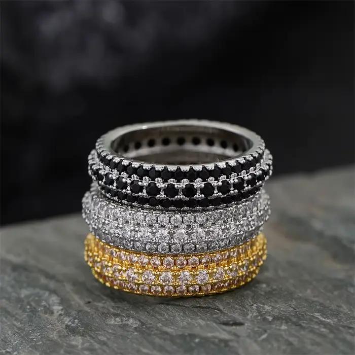 Bague ronde en argent Sterling 925 incrustée de cristal de Zirconium, pierre pour hommes et femmes, bijoux de luxe simples à la mode, cadeau
