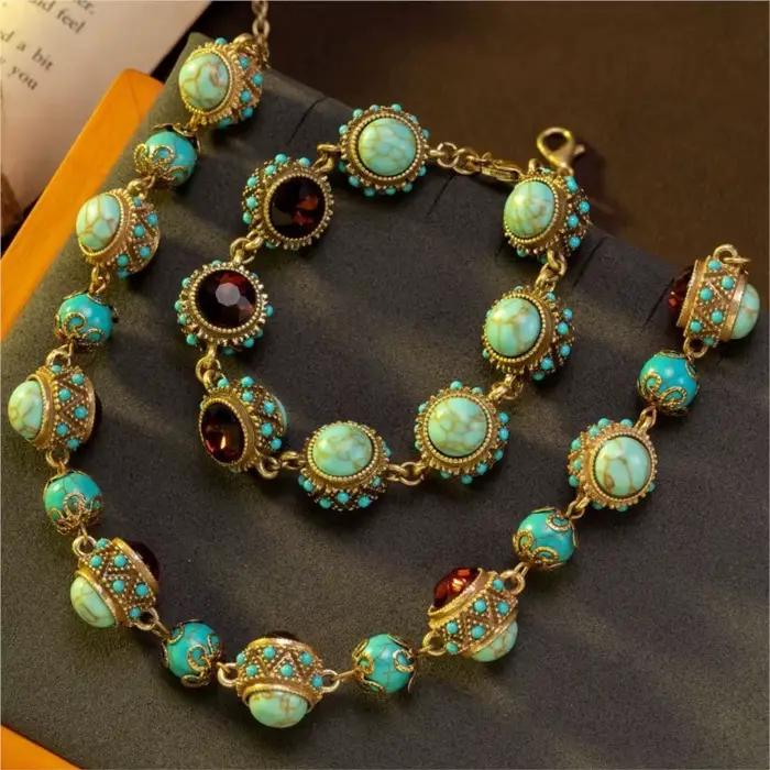 Collier en zirconium turquoise KEQIU